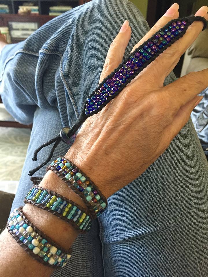 leather wrapped beaded bracelets