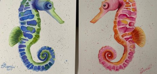 Seahorse Set watercolors