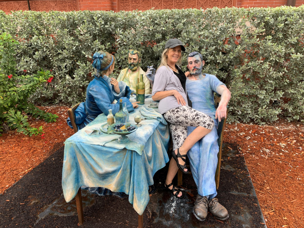 Posing with statues, Key West Custom House