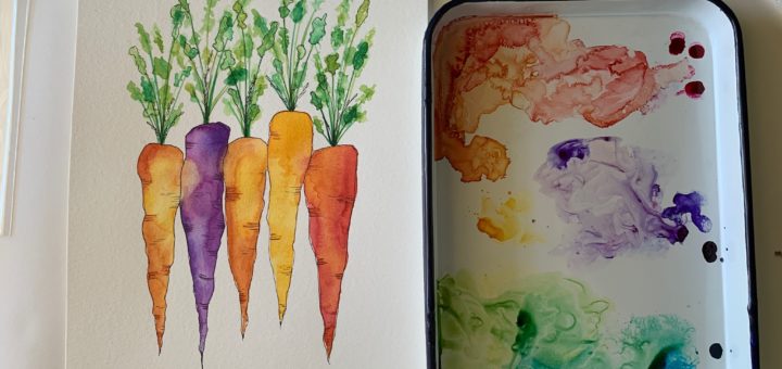 color carrots watercolor