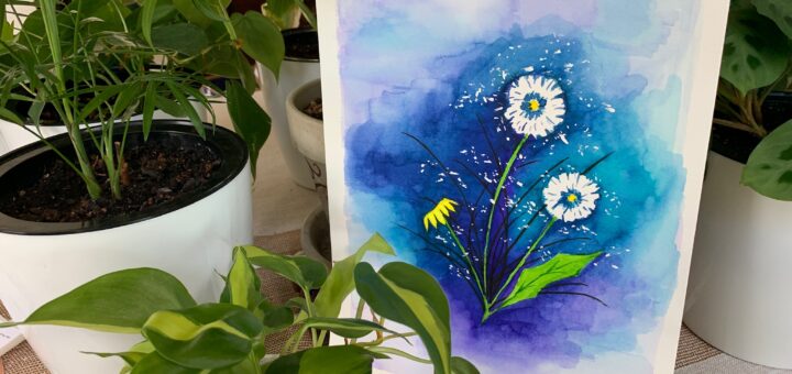 Dandelion Watercolor Painting