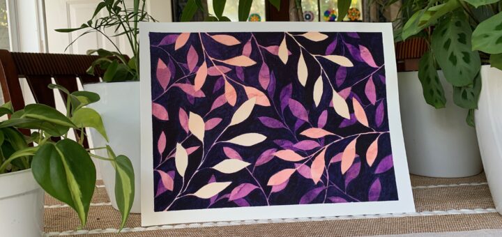 Layered Leaves Watercolor Painting Using Negative Space